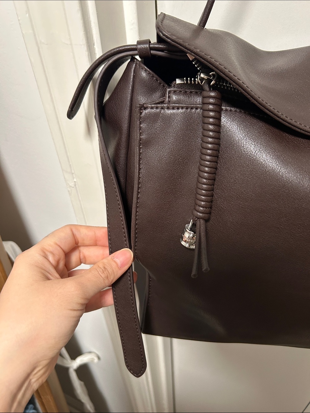 Loeuvre Large Trapeze Shoulder Bag - Dark Brown - Picture 6 of 15